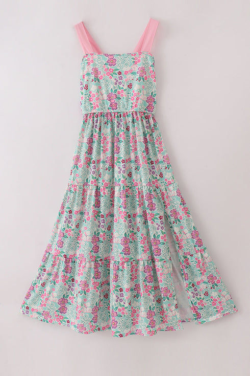 Green dream garden tiered mom dress