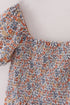 Fall floral print smocked mom dress