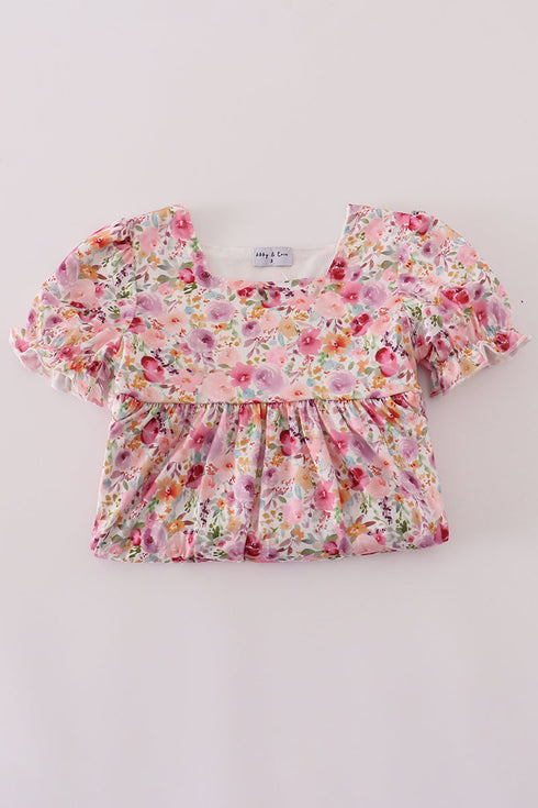 Purple floral print ruffle mom&me dress
