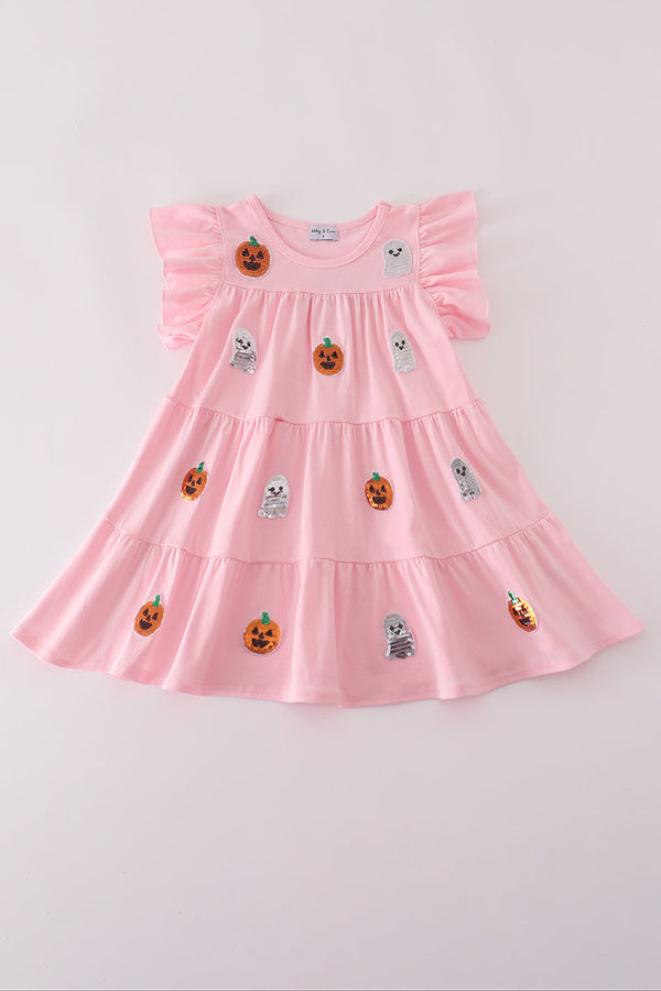 pink-ghost-pumpkin-sequin-ruffle-dress-sophias-styleDress-1