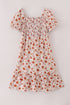 Fall floral print smocked mom dress