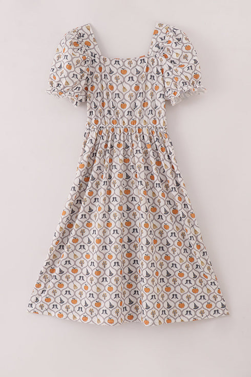 Witch pumpkin print mom dress