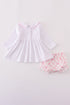 Pink bow smocked bloomer set