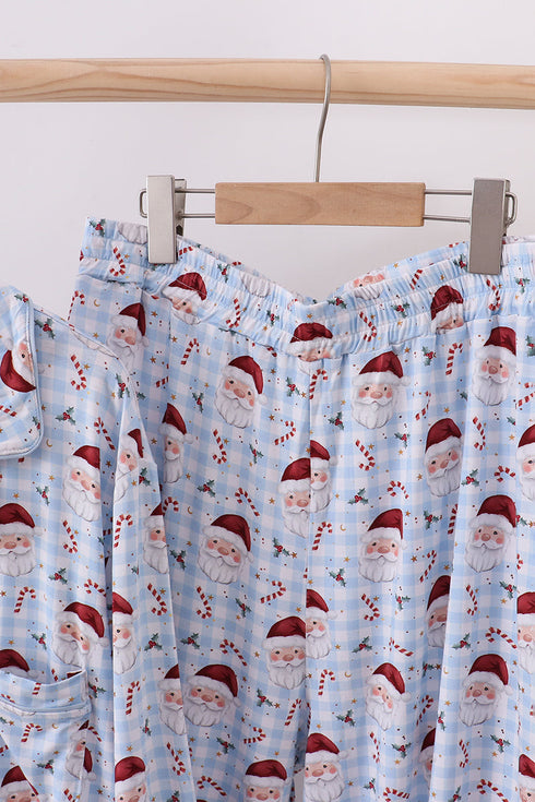 Blue santa claus bamboo dad pajamas set