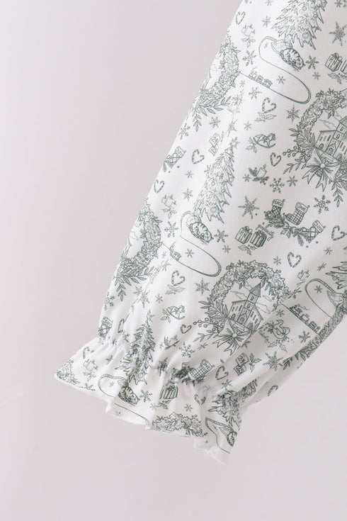 Green christmas tree print mom pajama