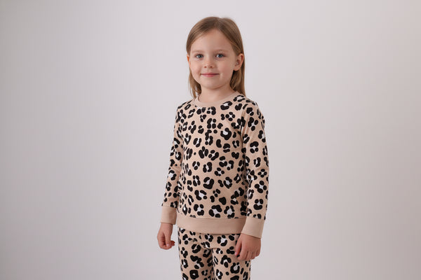 Brown leopard bamboo pajama set