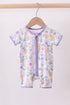 Purple floral print romper