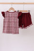 Mississippi Hail State smocked ruffle gingham shorts set