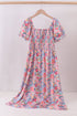 Purple floral smocked women dress