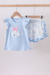 Blue Whale Applique Ruffle Shorts Set