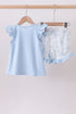 Blue Whale Applique Ruffle Shorts Set