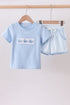 Blue Whale Embroidered Shorts Set