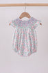 Green Floral Smocked Bubble