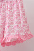 Pink floral print bow ruffle shorts set