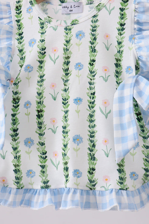 Green Floral Ruffle Bloomer Set