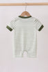 Green Duck Embroidered Stripe Romper