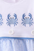 Blue Crab Embroidered Seersucker Bubble