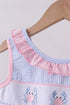 Blue Crab Embroidered Seersucker Ruffle Shorts Set
