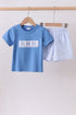 Blue Crab Embroidered Seersucker Shorts Set
