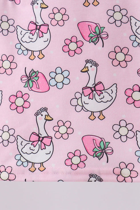 Pink Goose Smocked Bloomer Set