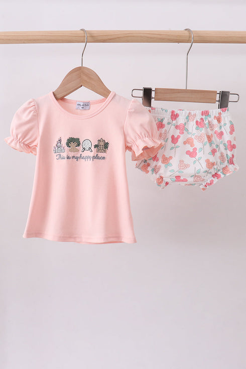 Happy Place Embroidered Bloomer Set