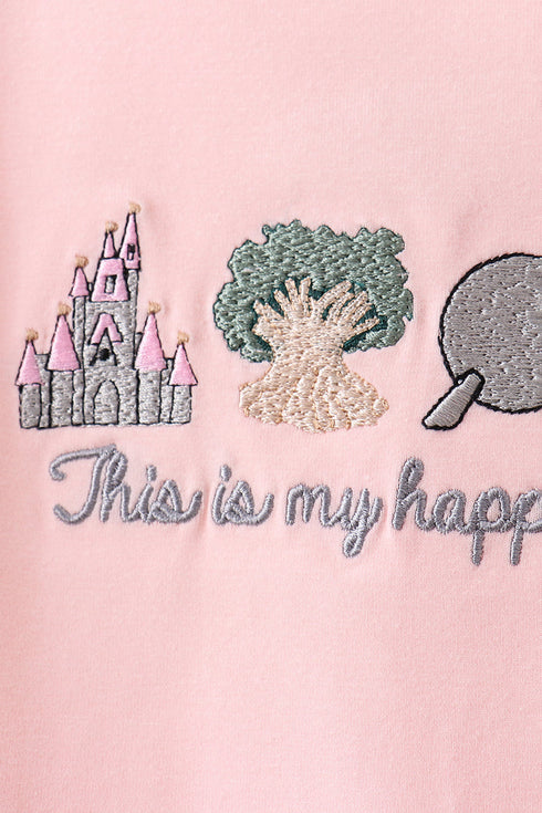 Happy Place Embroidered Skorts Set