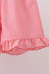 Pink flag smocked ruffle shorts set