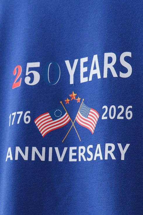 Blue 250 Years flag family top