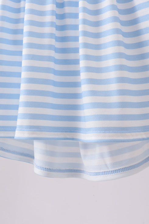 Red flag smocked stripe ruffle shorts set