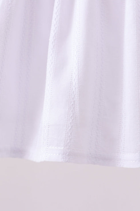 White smocked jacquard bloomer set