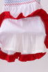 White smocked jacquard ruffle dress