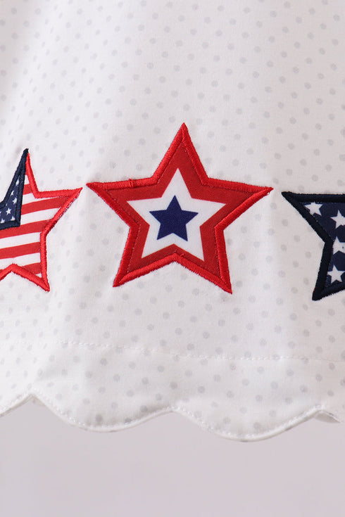 Red star applique ruffle bloomer set
