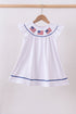 White flag smocked ruffle dress