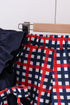 Navy flag applique gingham ruffle shorts set