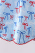 Blue bow smocked ruffle shorts set