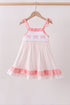 Pink bow smocked dot ruffle dress