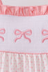 Pink bow smocked dot ruffle dress
