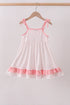 Pink bow smocked dot ruffle dress