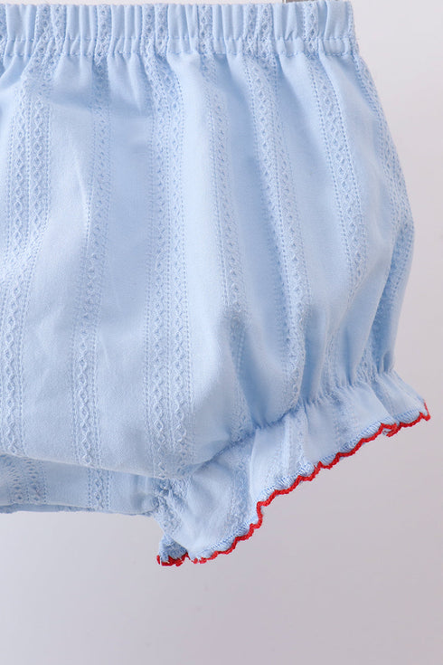 Blue jacquard embroidery bloomer set