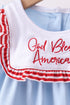 Blue god bless America flag french knot ruffle bloomer set