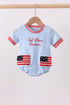 Blue god bless America flag french knot bubble
