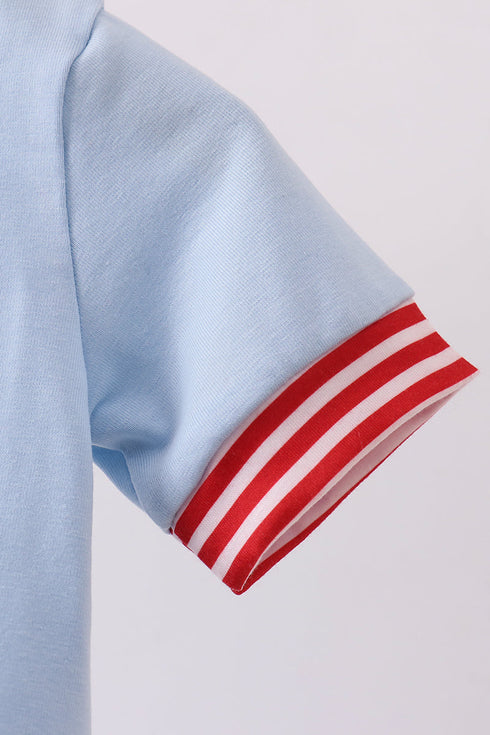 Blue god bless America flag french knot bubble