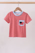 Red stripe flag french knot top