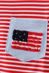 Red stripe flag french knot top