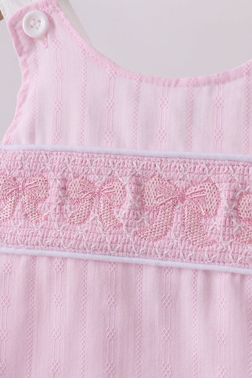 Pink bow smocked bloomer set