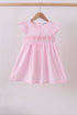 Pink bow smocked ruffle dress