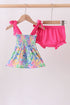Tropical floral smocked bloomer set