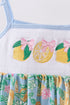 Green lemon smocked ruffle dress