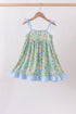 Green lemon smocked ruffle dress