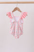 Blush floral print ruffle bow swimsuit